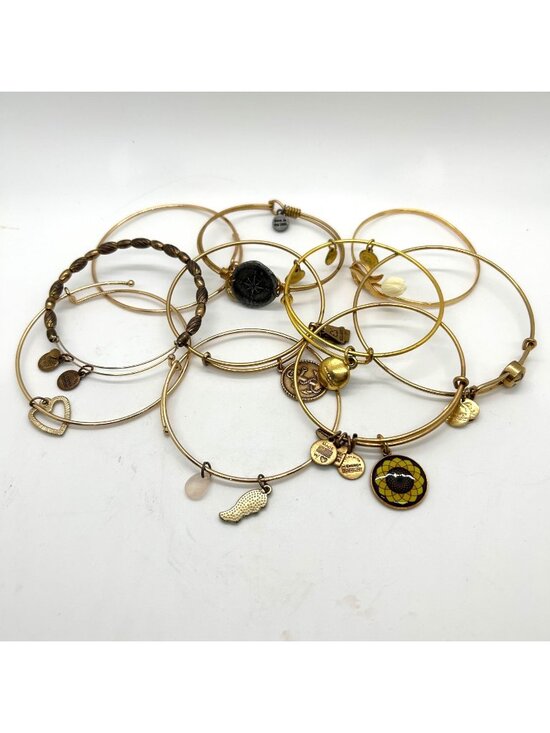 Estate Jewelry - Lot Of 10 Gold-Tone Bracelets 4 Alex And Ani 1 Avon 1 Wind And Fire